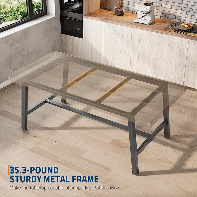 GarveeHome Industrial Dining Table for 6-8 People, 70.87" Long Large Kitchen Table with Sturdy Metal Frame, Rectangular Counter for Dinner, Kitchen, Dining Room (Grey, 71" Non-extendable)