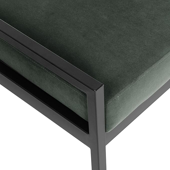 HomePop Modern Velvet Metal Bench| Modern Bench with Metal Leg | Bench for Living Room & Bedroom | Decorative Home Furniture - Loden Green Velvet