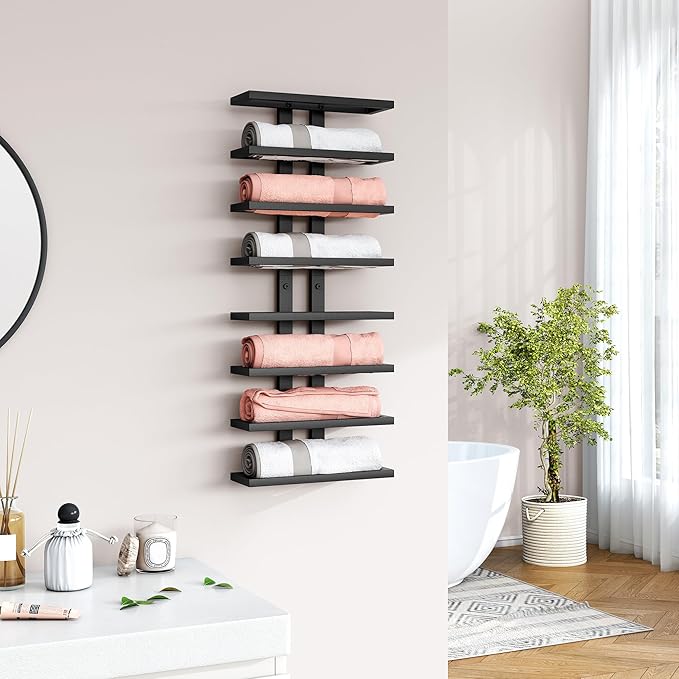 Hoctieon 8 Tier Wall Mount Wine Rack, Wall Racks for Wine Bottles Display and Storage, Hanging Bottle Organizer for Living Room, Dining Room, Wine Cellar, Bar, Black