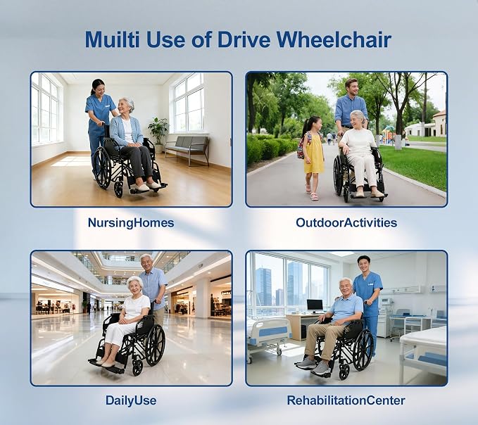 IDEALHOUSE Wheelchairs for Adults Lightweight Foldable, 18" Seat Wheelchair, Flip-Up Arms & Removable Footrests, Portable Transport Wheelchair Lightweight Foldable, Wheel Chair for Adults, 220lbs