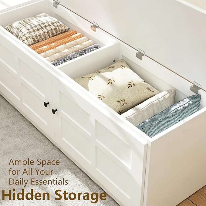 L-Shape Storage Bench with Cushion, Backless Corner Dining Nook Bench with Hidden Storage for Kitchen, Entryway, Cloakroom
