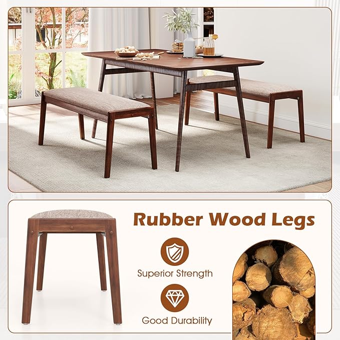 Giantex 2-Pack Upholstered Entryway Bench with Rubber Wood Legs & Fabric Padded Seat, 400Lbs Capacity, 45" Farmhouse Dining Bench for End of Bed, Hallway, Bedroom, Kitchen & Dining Room