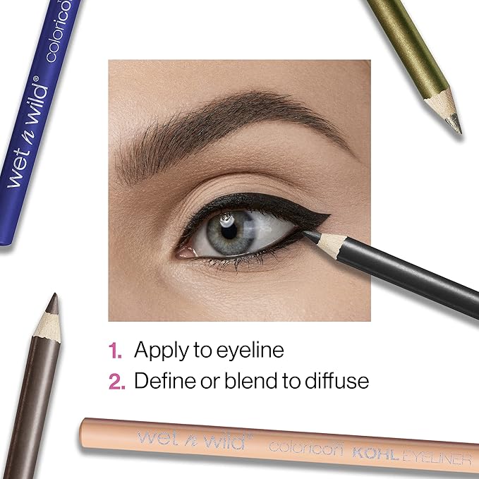 wet n wild カラーアイコン コールアイライナーペンシル – 豊かな高発色、なめらかなクリーミーな使い心地、長時間持続するマットな仕上がり、多用途、クルエルティフリー – Baby's Got Black, (2個パック)
