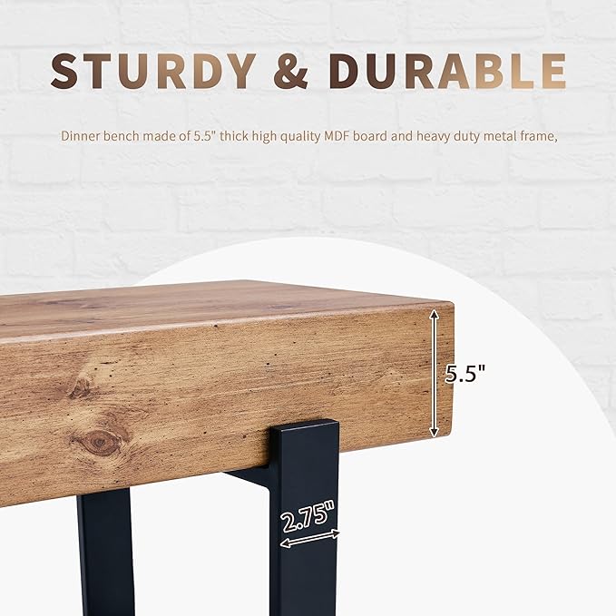 Merax Wooden Dining Bench, Farmhouse Indoor Kitchen Table Benches, Bed Bench, Industrial Shoe Bench, Entryway Benches, Natural