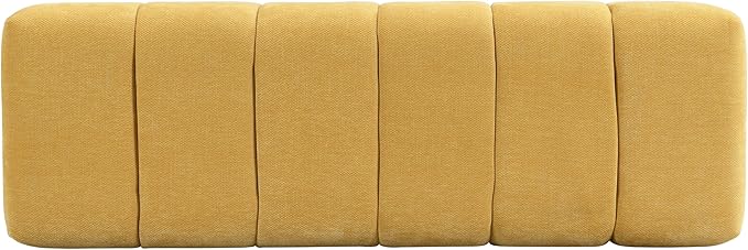 Christopher Knight Home Manila 50" Chenille Fabric Dining Bench for 2 People, Upholstery Ottoman Bench, End of Bed Footstool, Living Room Sofa Extra Seat/Footrest, No Assembly Needed, Mustard Yellow