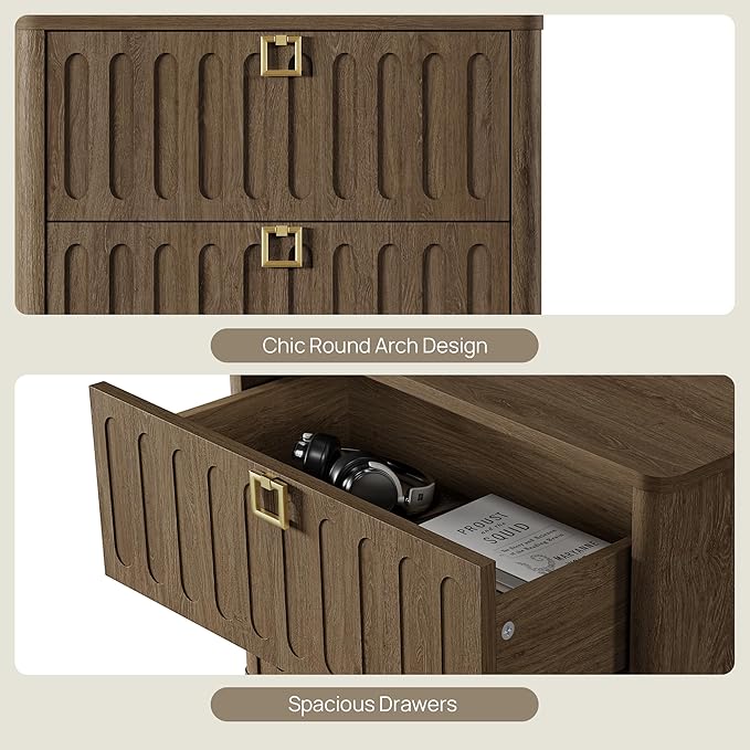 SICOTAS Nightstands Set of 2 with Drawers, 21" Wide Modern Bedside Tables for Bedroom, Stable Nightstands with Storage, Easy Assembly End Tables for Apartment