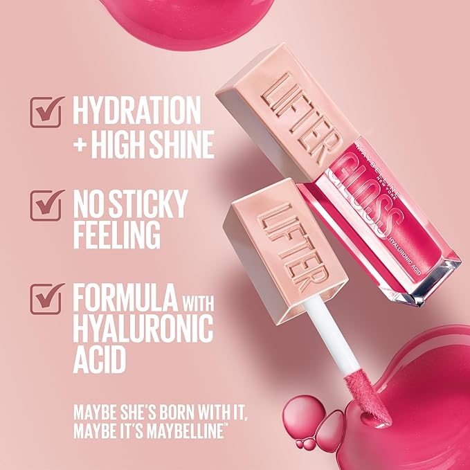 MAYBELLINE New York Lifter Gloss Hydrating Lip Gloss with Hyaluronic Acid, Peach Ring, Sheer Peach, 1 Count