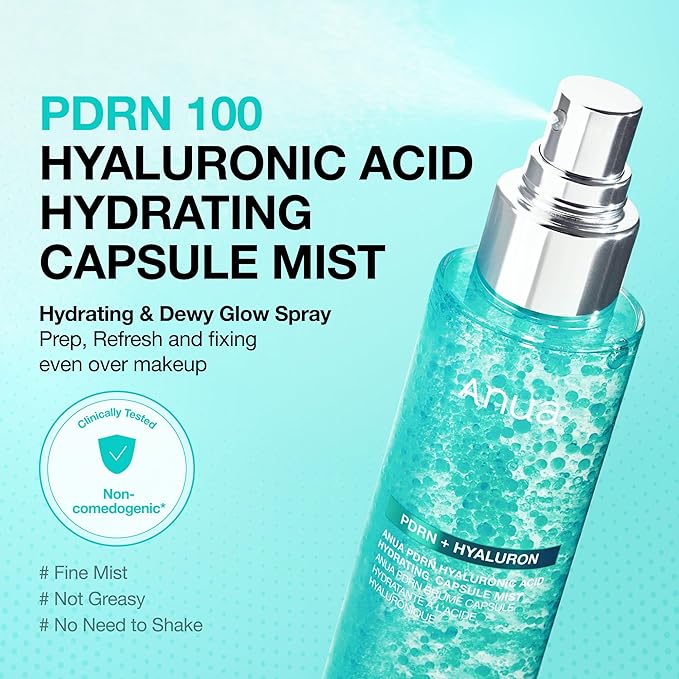 ANUA PDRN Collagen Glow Facial Serum Spray, Hydrating Face Mist, Hyaluronic Acid, dewy glass finish, All Skin Types, Instant Plumping Hydration, Firming Care, Korean Skincare, 3.38 fl oz (Pack of 2)