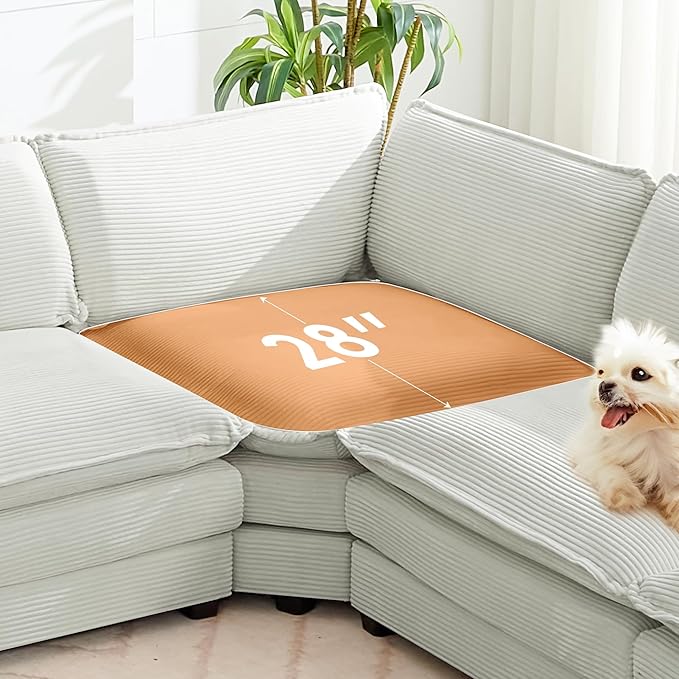 ROWHY 113'' Sectional Cloud Couch, 5 Seater Modular Corner L Shape Sofa Big Comfy Corduroy Oversized Couch with 2 Pillows Movable Ottoman, Deep Seat Sectional Couches for Living Room Office Light Grey | Pet-Friendly Fabric