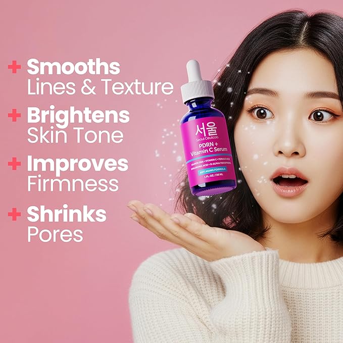 SeoulCeuticals PDRN Serum Salmon DNA Vitamin C Serum – Korean Skincare Anti Aging PDNR Skin Repair Booster – K Beauty PDRM Skin Care for Face 1oz