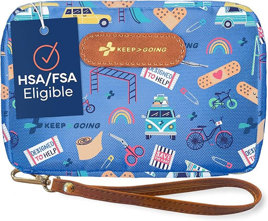 KeepGoing Travel First Aid Kit for Kids – 130 Pc. for Car, Home, Purse, Diaper Bag & Backpack with Latex-Free Bandages - Mini First Aid Kit Travel Size TSA-Approved