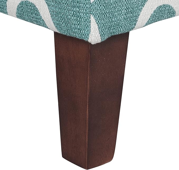 HomePop Large Upholstered Rectangular Storage Ottoman Bench with Hinged Lid, Teal Geometric