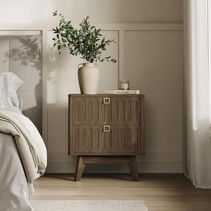 SICOTAS Nightstands Set of 2 with Drawers, 21" Wide Modern Bedside Tables for Bedroom, Stable Nightstands with Storage, Easy Assembly End Tables for Apartment