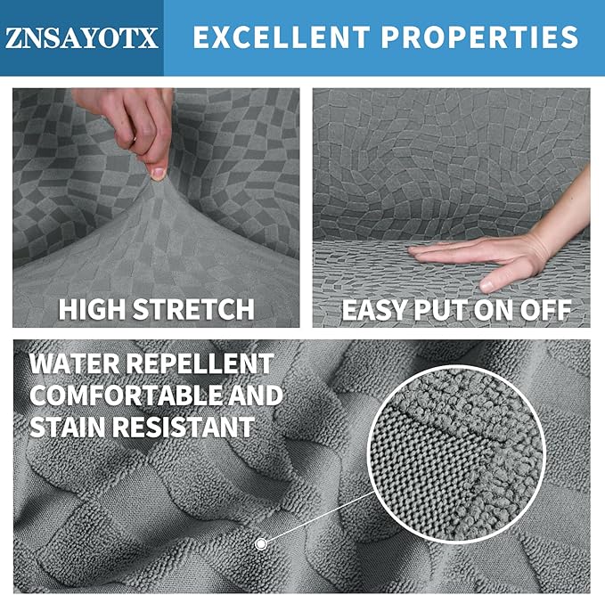 ZNSAYOTX 2026 Rectangle Ottoman Cover (L:35"-45") Super Stretch Soft Footrest Slipcover Form Fit, Universal Folding Foot Stool Covers with Non-Slip Elastic Band, Fashion Jacquard Texture, Light Grey