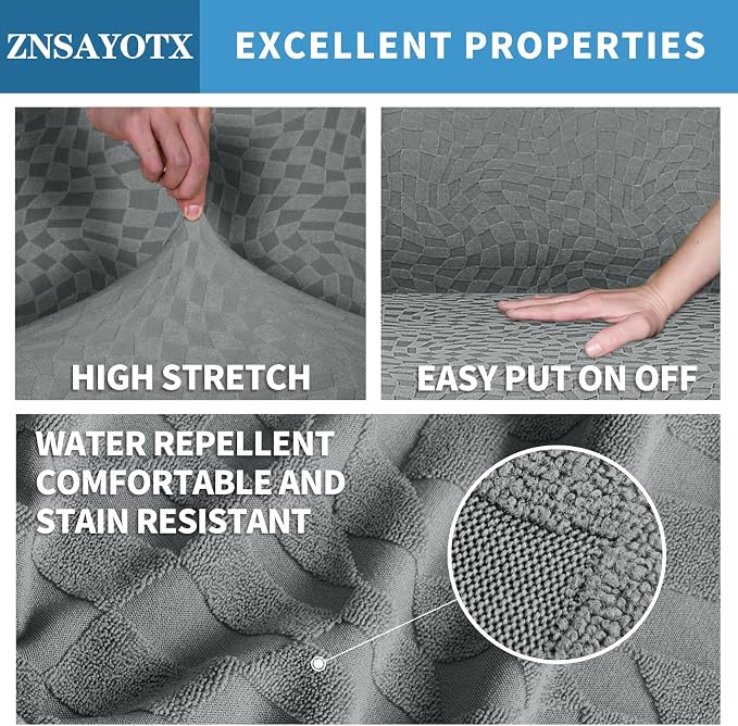 ZNSAYOTX 2026 Rectangle Ottoman Cover (L:57"-75") Super Stretch Soft Footrest Slipcover Form Fit, Universal Folding Foot Stool Covers with Non-Slip Elastic Band, Fashion Jacquard Texture, Light Grey
