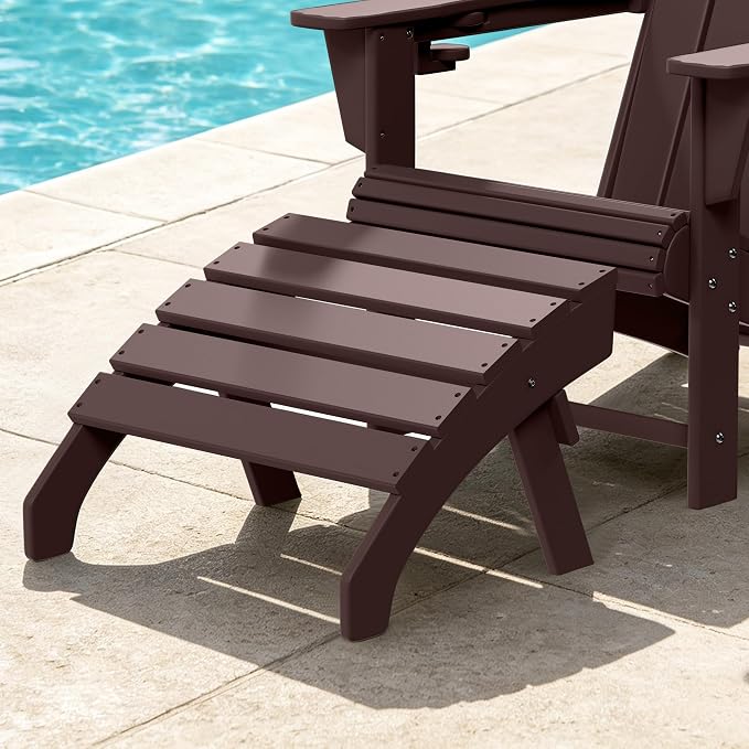 Costaelm Adirondack Chair Footrest, Patio Footstool, Ottoman Outdoor Foot Rest for Patio Waterproof, Adirondack Ottoman Patio Footstool, Dark Brown