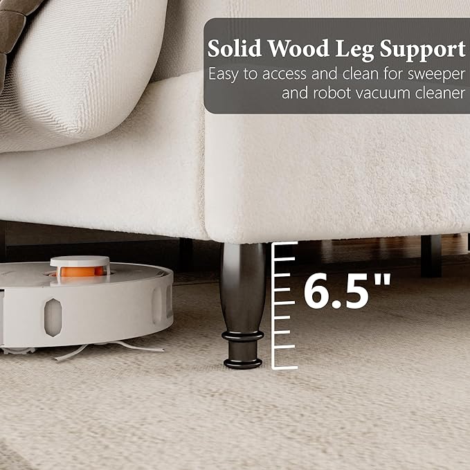 Queen Bed Frame with Wingback Headboard, Upholstered Boucle Platform Bed Frame, Solid Wooden Slats Support, Noise-Free, No Box Spring Needed, Soft Cloud Bed for Bedroom, Cream