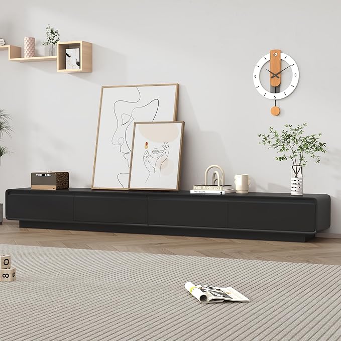 chartustriable 94.5" Minimalist Floating TV Stand for TVs up to 100 Inches, Modern Wall Mounted Media Console with 2 Drawers, Entertainment Center for Living Room, Black