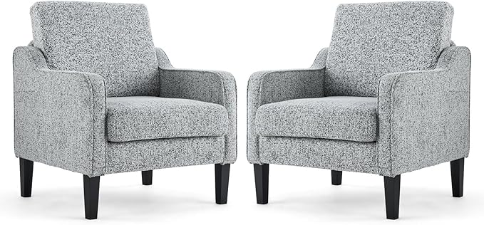 VINGLI Accent Chair for Living Room Chairs Reading Chair for Bedroom Chair Scooped Arm Chair Mid Century Modern Accent Chairs Upholstered Comfy Chair for Apartment, Waiting Room (2, Texture Gray)