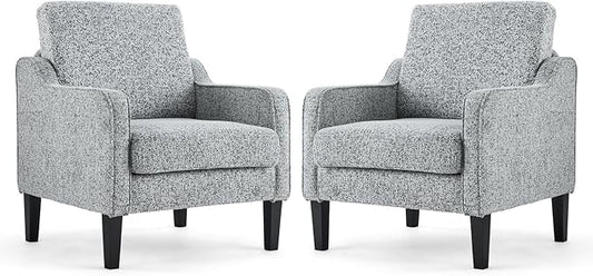 VINGLI Accent Chair for Living Room Chairs Reading Chair for Bedroom Chair Scooped Arm Chair Mid Century Modern Accent Chairs Upholstered Comfy Chair for Apartment, Waiting Room (2, Texture Gray)