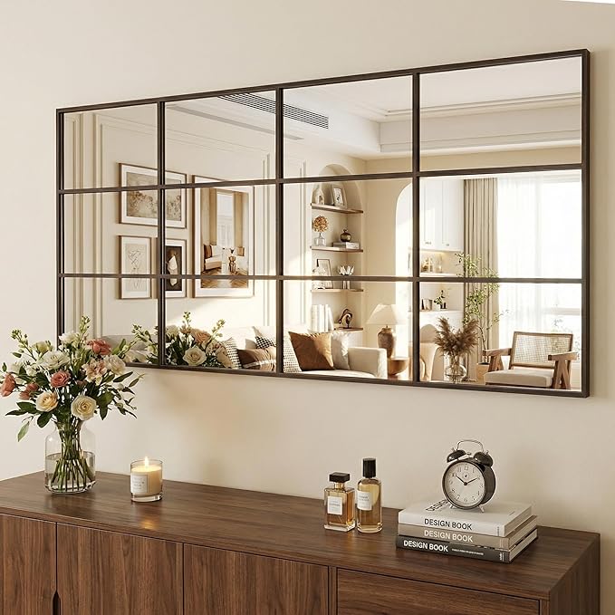 Suidia Wall Mirror, 32" x 72" Window Decorative Mirrors, Metal Framed Wall Decor Wall-Mounted Mirrors for Bedroom, Living Room, Entryway, Bronze