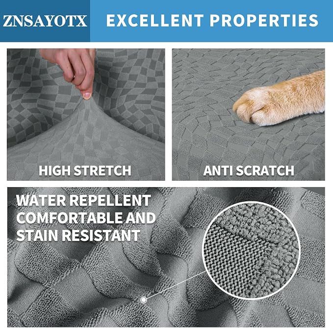 ZNSAYOTX 2026 Rectangle Ottoman Cover (L:18"-27") Super Stretch Soft Footrest Slipcover Form Fit, Universal Folding Foot Stool Covers with Non-Slip Elastic Band, Fashion Jacquard Texture, Light Grey