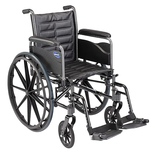 Invacare Tracer EX2 Wheelchair for Adults | Standard Folding| 20 Inch Seat | Footrests & Full Arms
