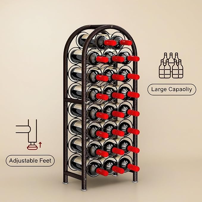 Wine Rack Freestanding Floor Metal Holders Stands Organizer Storage 23 Bottles (Brown)