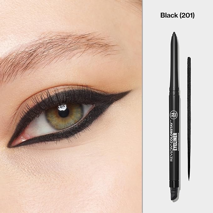 REVLON ColorStay Pencil Waterproof Eyeliner, Smudge-Proof, Eye Makeup with Built-In Sharpener, Packaging May Vary, 201 Black, 0.01 oz