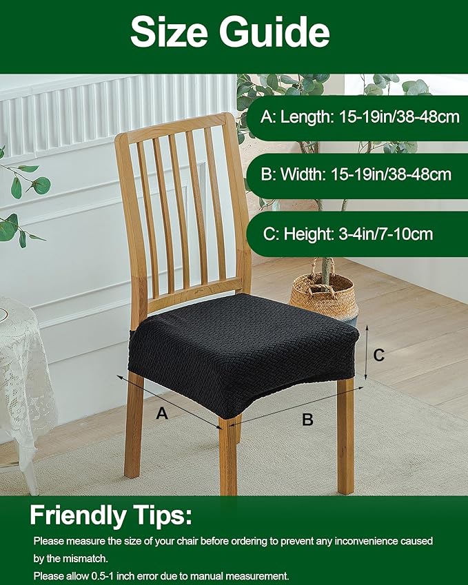 CRFATOP Jacquard Dining Room Chairs Seat Covers Set of 4 with Soft Bench Chair Cover Stretch Kitchen Chair Slipcover Washable Seat Cushion Slipcover Protector for Hotel Ceremony Banquet Wedding,B18