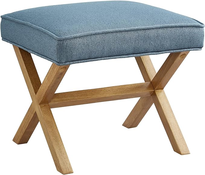 Amazon Brand – Rivet Mid-Century Modern X Stool Ottoman Chair, 20" W, Indigo - Amazon Vine