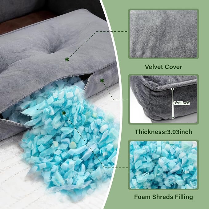 4 Piece Breakfast Nook Cushions Kitchen Corner Nook Cushion Set Shredded Foam Support 3 inch Thick Bench Seat Cushion Pad for Dining(Gray)