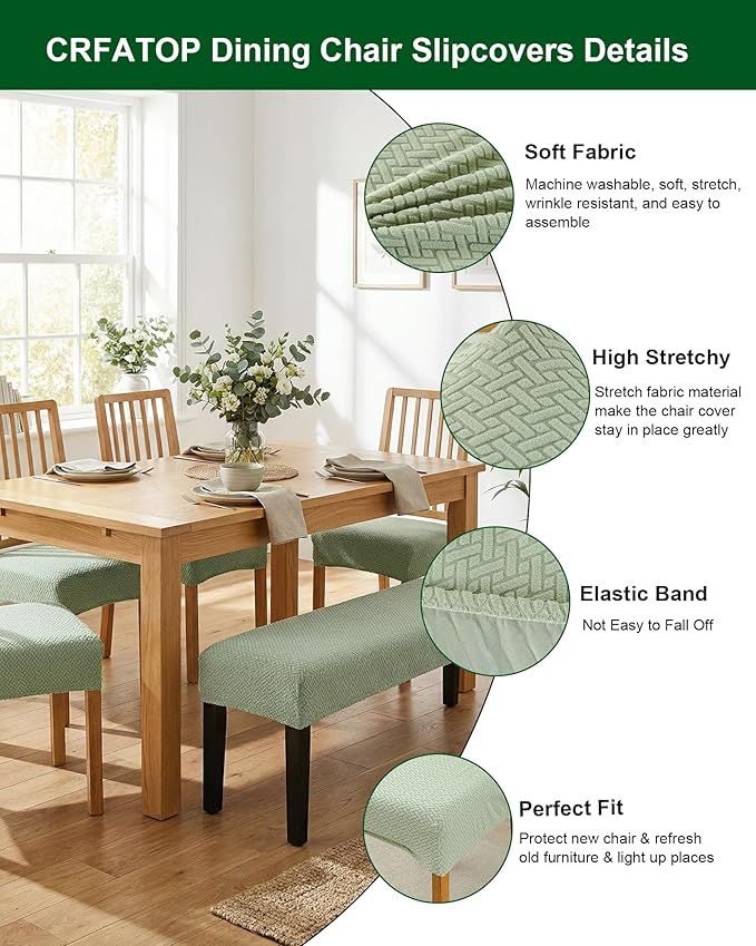 CRFATOP Jacquard Dining Room Chairs Seat Covers Set of 4 with Soft Bench Chair Cover Stretch Kitchen Chair Slipcover Washable Seat Cushion Slipcover Protector for Hotel Ceremony Banquet Wedding,B24
