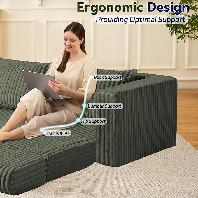 HABUTWAY 78" Loveseat Boneless Couch, 4-in-1 Convertible Sofa Bed, Plush Fur Folding Futon Sofa Bed Couches with 2 Pillows for Living Room, High-Density Foam Support, No Assembly Required, Green