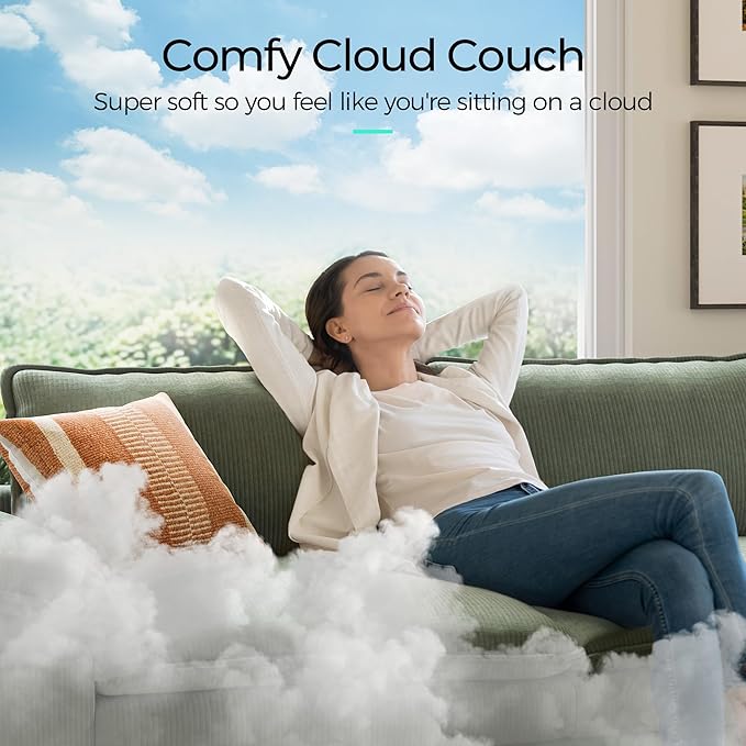 LINSY HOME 123" Modular U-Shaped Sectional Sofa, 3-Seat Corduroy Modern Cloud Couch with Deep Seat & 2 Movable Ottoman, Perfect for Living Room, Office, Bedroom, Green