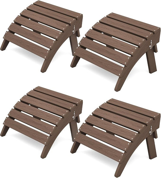 KINGYES Folding Adirondack Ottomans Set of 4 for Adirondack Chair, Brown