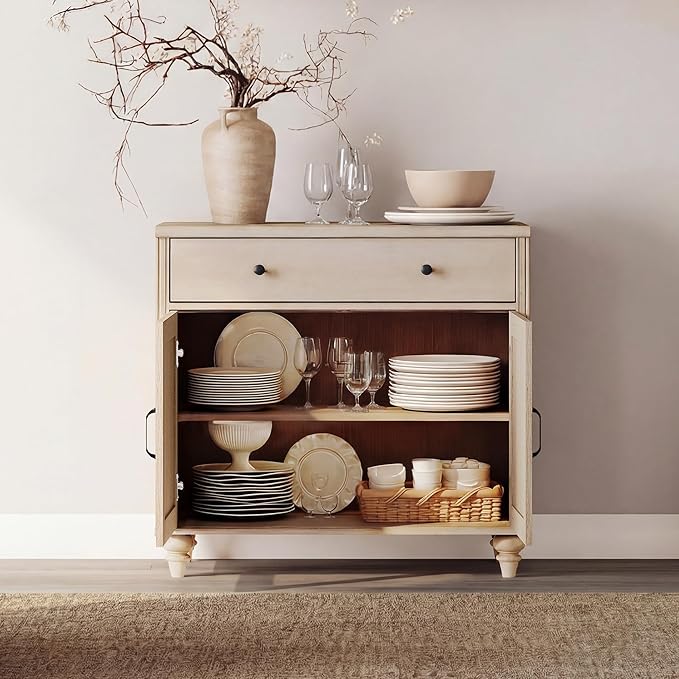 WAMAPT Buffet Cabinet with 6 Doors and 3 Drawers, Large Coffee Bar Table Wood Kitchen Storage Cabinets with Storage Cabinets, Modern Farmhouse Sideboard Credenza for Dining Room, Light Oak, 101 inch
