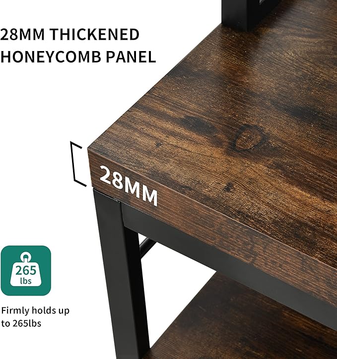 YITAHOME Kitchen Microwave Bakers Stand 31 Inches Wine Rack Free Standing Small w Storage for Liquor Glasses Power Outlet Tall Farmhouse Utility Shelf Pantry Dining Room Coffee Bar Hutch, Rustic Brown