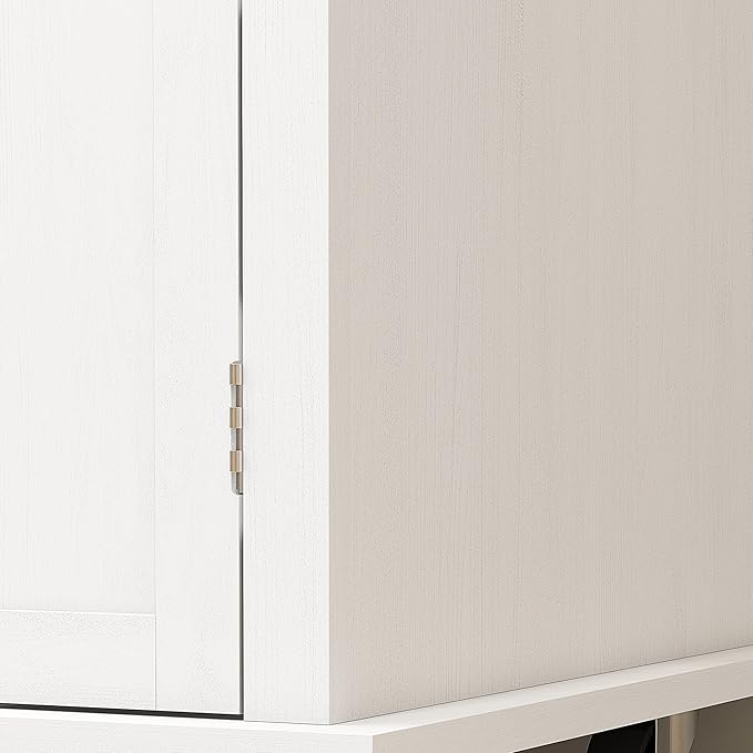 HOMCOM Kitchen Island Cart with Solid Wood Top, 44" Mobile Kitchen Island Table on Wheels with Storage Cabinets, 2 Drawers, Adjustable Shelves, Spice Rack & Towel Bar for Dining Room, Distressed White