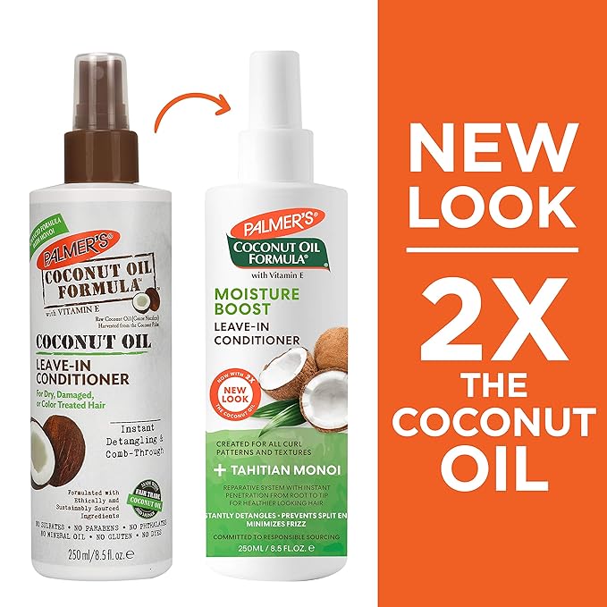 Palmer's Coconut Oil Formula Moisture Boost Leave-In Conditioner Spray, Instantly Detangle, Hydrate and Strengthen Textured and Curly Hair, 8.5 Ounce