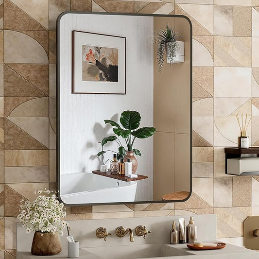 ACEMIRO 24x30 Inch Bathroom Medicine Cabinet with Mirror Black Metal Framed Farmhouse Recessed or Surface Wall Mounted Black Medicine Cabinets for Bathroom