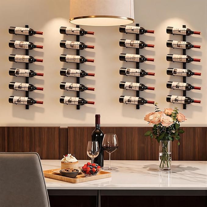Sonyabecca Wall Wine Rack for 12 Wine Bottles,DIY Detachable Wine Storage Organizer, Wall Mount Wine Bottle Display Holder Used As One or Four, for Kitchen,Pantry,Wine Cellar,Housewarming Gift