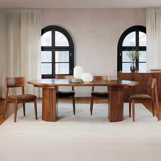 Transformer Table - Solid Wood Extendable Round Dining Table Set, Expandable Dining Table, Elegant and Functional Design, Perfect for Dining Room, Royal Brown (Table + 4 Chairs)