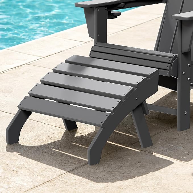 Costaelm Adirondack Chair Footrest, Patio Footstool, Ottoman Outdoor Foot Rest for Patio Waterproof, Adirondack Ottoman Patio Footstool, Gray