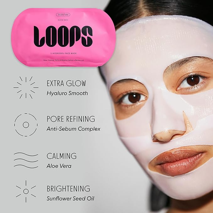 LOOPS VARIETY LOOP KIT - The Best Hydrogel Face Masks for Every Skin Moment - Loops Face Mask - 5 Masks for Hydrating, Detoxifying, Repairing, Soothing, and Rejuvenating - All Skin Types, 5pc