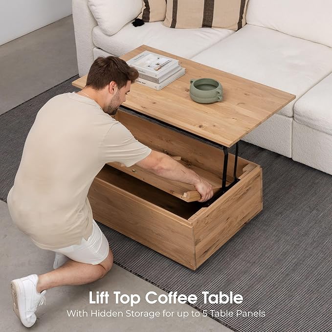 Transformer Table - Solid Wood Extendable Dining Table, Seats 2-12, Expandable Dining Room Table, Space-Saving Furniture, Kitchen and Dining Room Furniture (Natural, Table + Bench + Coffee Table)