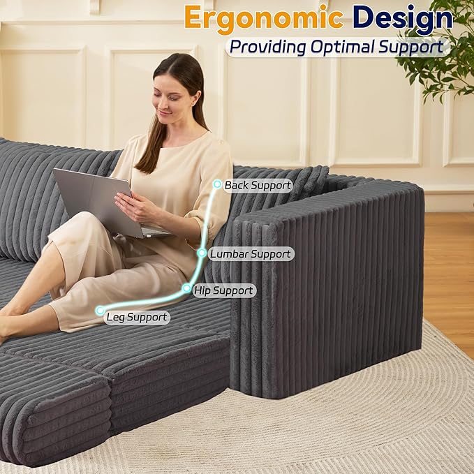 HABUTWAY 78" Loveseat Boneless Couch, 4-in-1 Convertible Sofa Bed, Plush Fur Folding Futon Sofa Bed Couches with 2 Pillows for Living Room, High-Density Foam Support, No Assembly Required, Grey