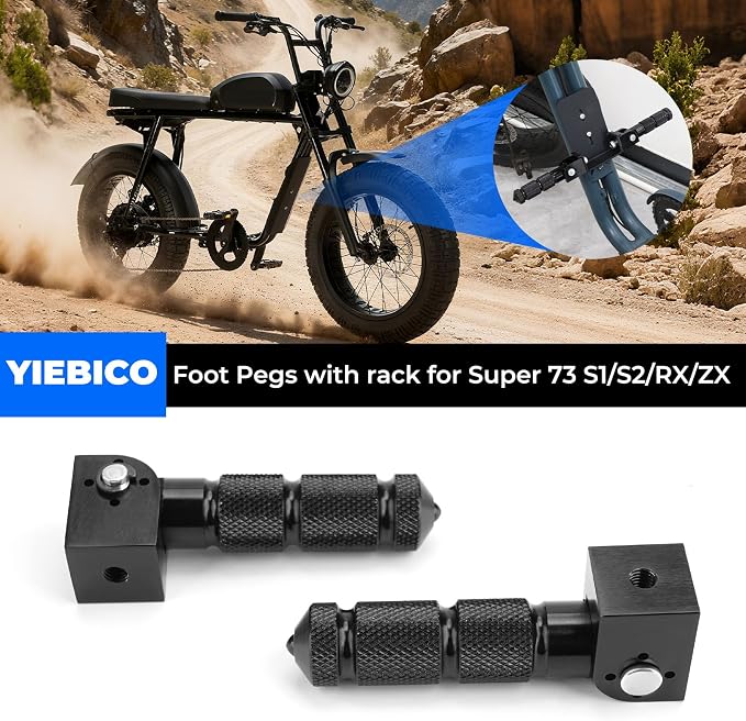 Foot Pegs for Super 73 S1/S2/RX/ZX, Folding Front Footrests Non-Slip Foot Pegs Pedal, Rack Peg Passenger Footpegs, Accesserios for Super 73