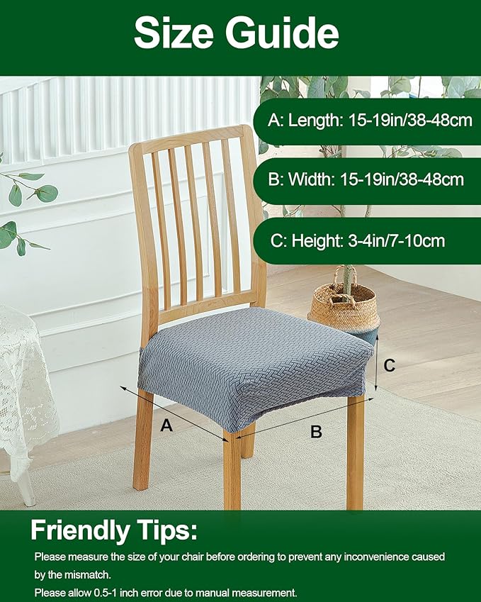 CRFATOP Jacquard Dining Room Chairs Seat Covers Set of 4 with Soft Bench Chair Cover Stretch Kitchen Chair Slipcover Washable Seat Cushion Slipcover Protector for Hotel Ceremony Banquet Wedding,B22