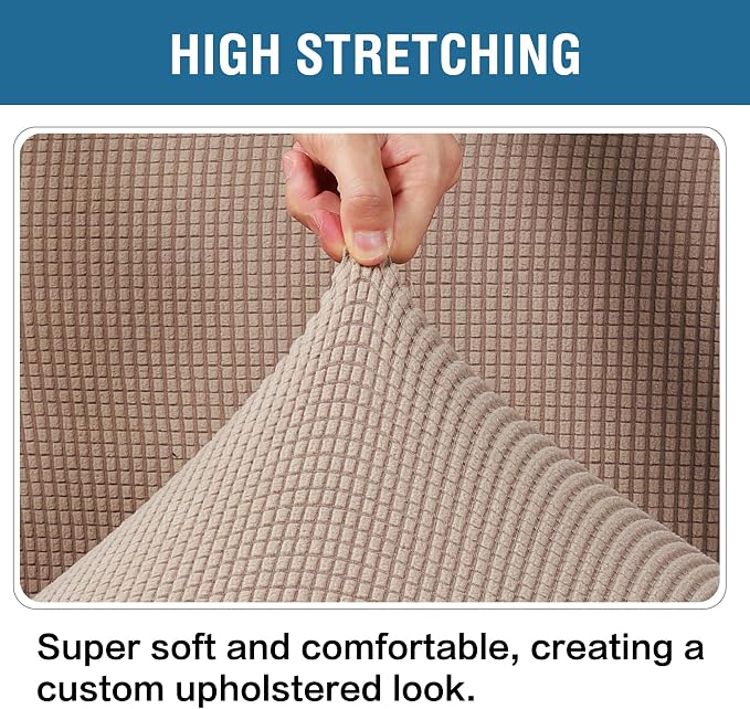 H.VERSAILTEX Ottoman Cover Slipcover Rectangle Fit Length 35"-45" Footrest Sofa Slipcovers Stool Cover Footstool Protector Covers Feature Stretch Thick Soft Jacquard Fabric Removable Washable - Sand